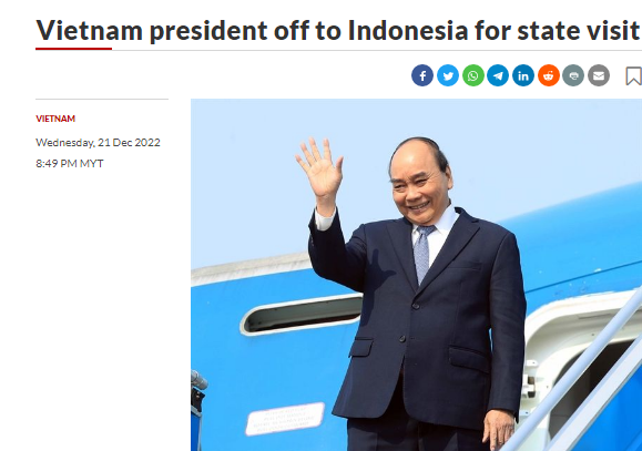 Tờ The Star đưa tin về chuyến thăm Indonesia của Chủ tịch nước Nguyễn Xuân Phúc