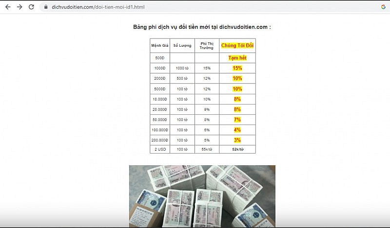 Dịch vụ đổi tiền lẻ, tiền mới nhộn nhịp cận Tết, mức ph&iacute; l&ecirc;n tới 15%.