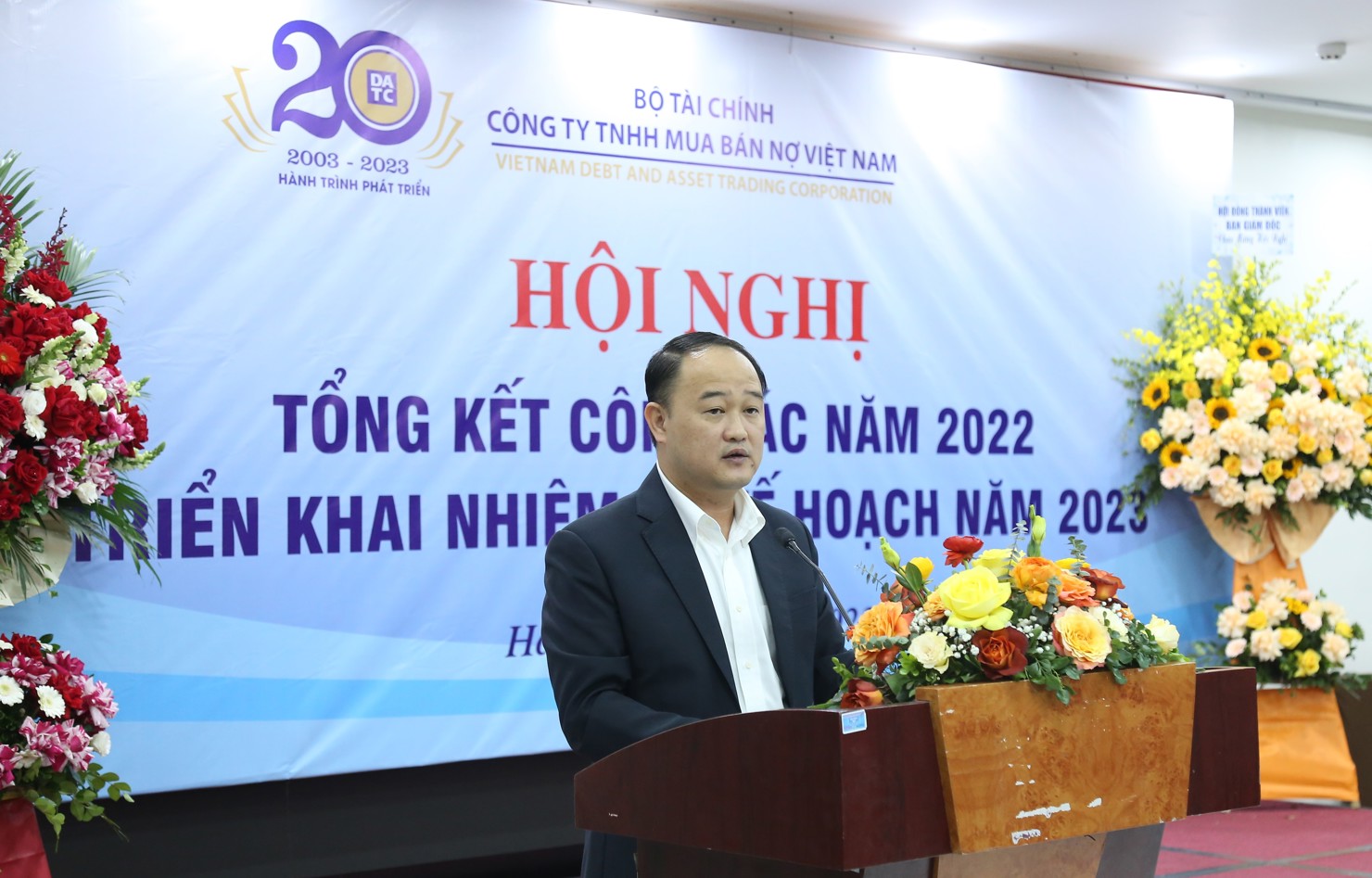 &Ocirc;ng Chu Ngọc L&acirc;m &ndash; Ph&oacute; Tổng Gi&aacute;m đốc DATC b&aacute;o c&aacute;o kết quả c&ocirc;ng t&aacute;c năm 2022.