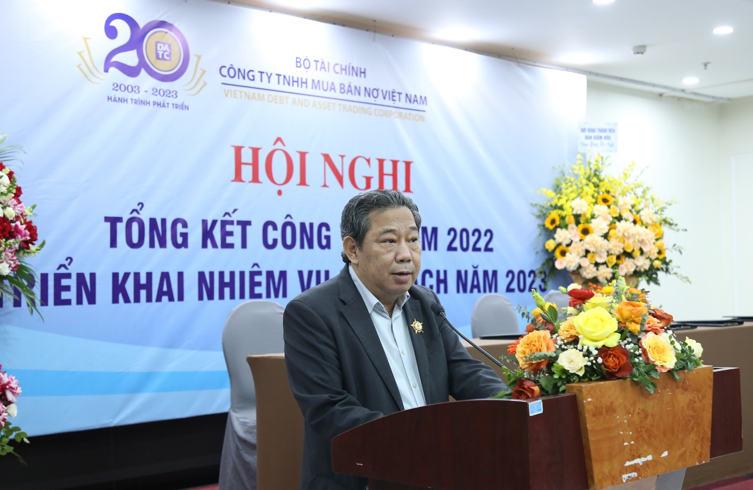 &Ocirc;ng L&ecirc; Ho&agrave;ng Hải &ndash; Chủ tịch Hội đồng th&agrave;nh vi&ecirc;n DATC ph&aacute;t biểu tại hội nghị.