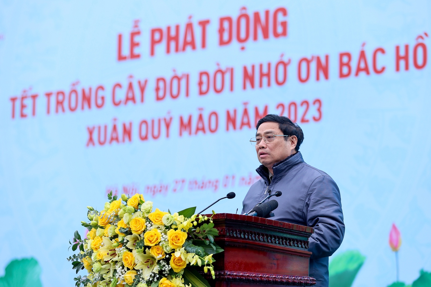 Thủ tướng dự lễ ph&aacute;t động Tết trồng c&acirc;y "Đời đời nhớ ơn B&aacute;c Hồ" tại Khu di t&iacute;ch K9-Đ&aacute; Ch&ocirc;ng, Ba V&igrave;, H&agrave; Nội - Ảnh: VGP/Nhật Bắc