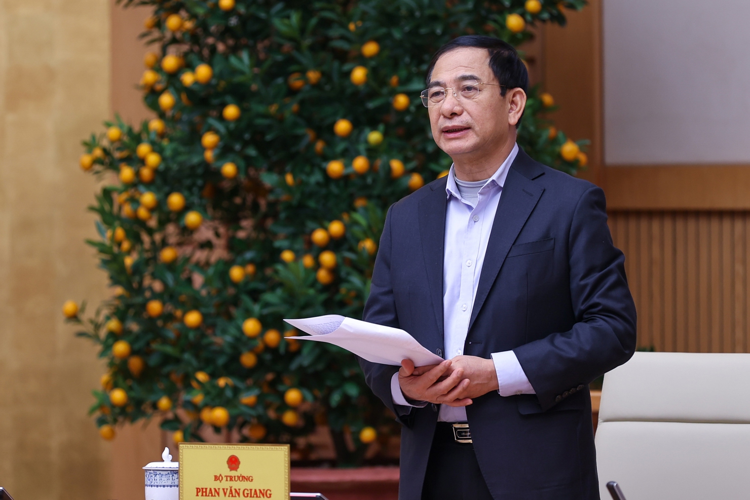 Bộ trưởng Phan Văn Giang phát biểu tại cuộc họp. Ảnh VGP/Nhật Bắc