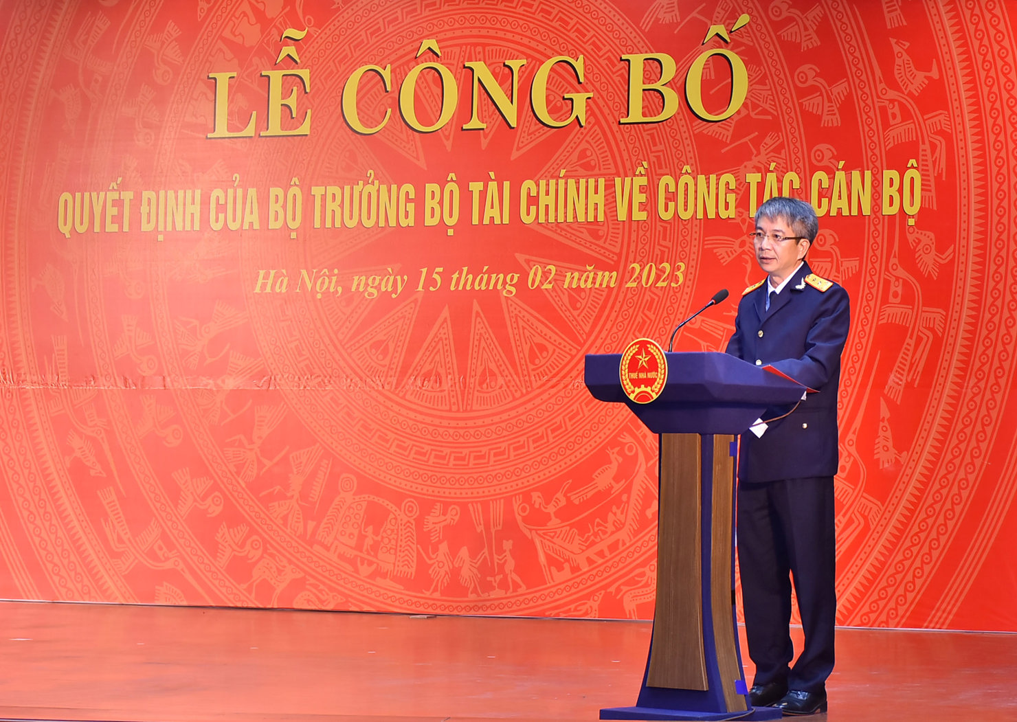 Quyền Tổng cục trưởng Tổng cục Thuế Mai Xu&acirc;n Th&agrave;nh ph&aacute;t biểu nhận nhiệm vụ.