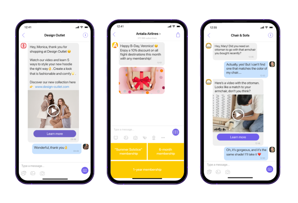 Tin nhắn kinh doanh v&agrave; chatbot Viber tăng gi&aacute; trị trọn đời của kh&aacute;ch h&agrave;ng.