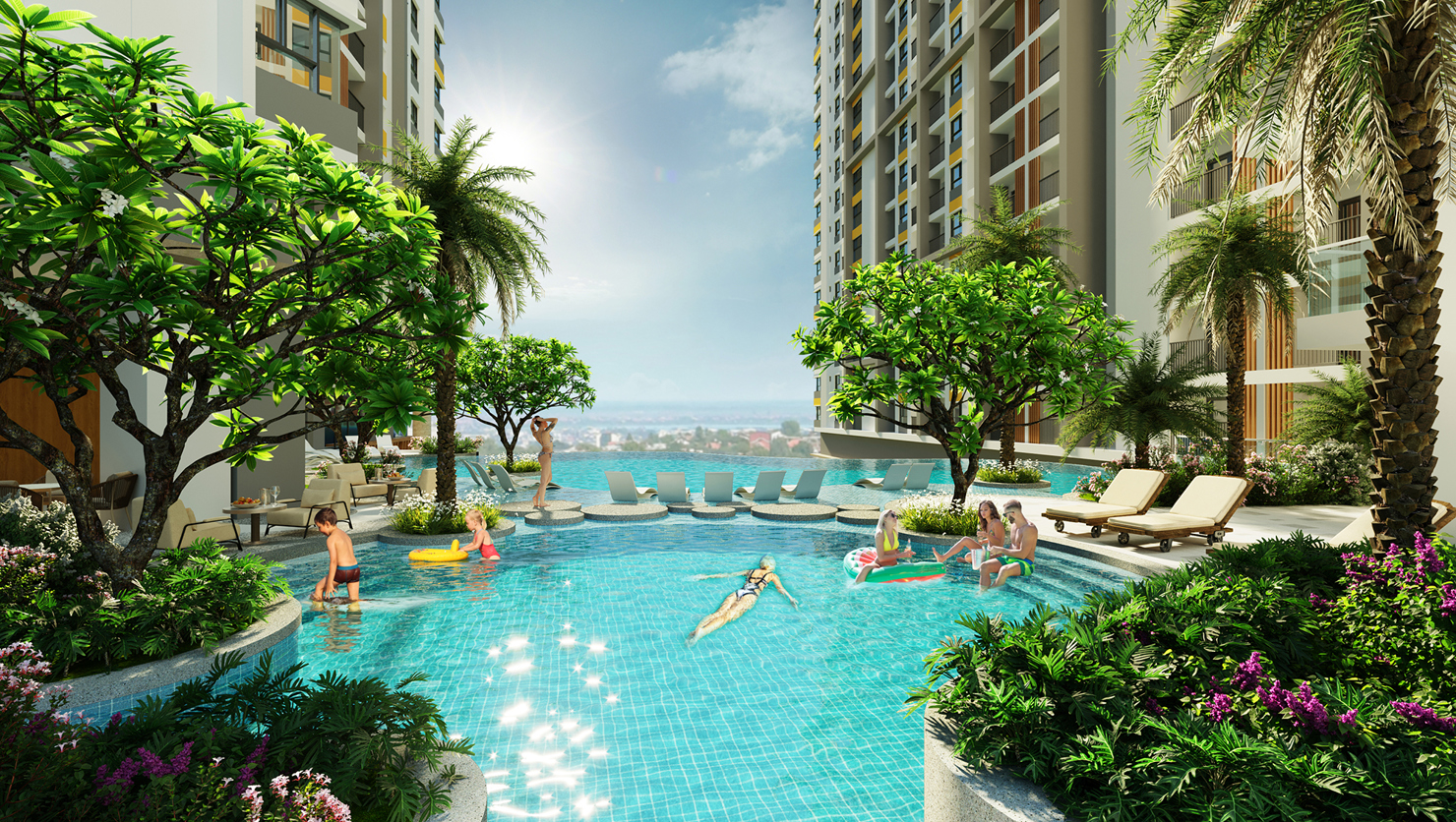 9X An Sương là dự án đầu tiên tại Hóc Môn có hồ bơi vô cực ấn tượng. Ảnh: Hưng Thịnh Land