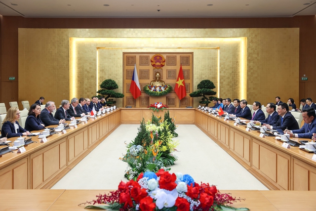 Thủ tướng Phạm Minh Chính hội đàm với Thủ tướng Cộng hòa Czech Petr Fiala - Ảnh: VGP/Nhật Bắc.