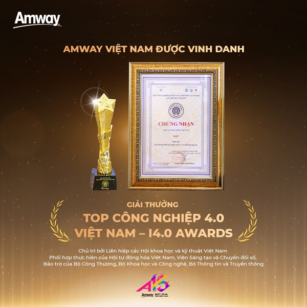 Amway Việt Nam vinh dự nhận giải thưởng Top Công nghiệp 4.0 Việt Nam. Nguồn: Amway.