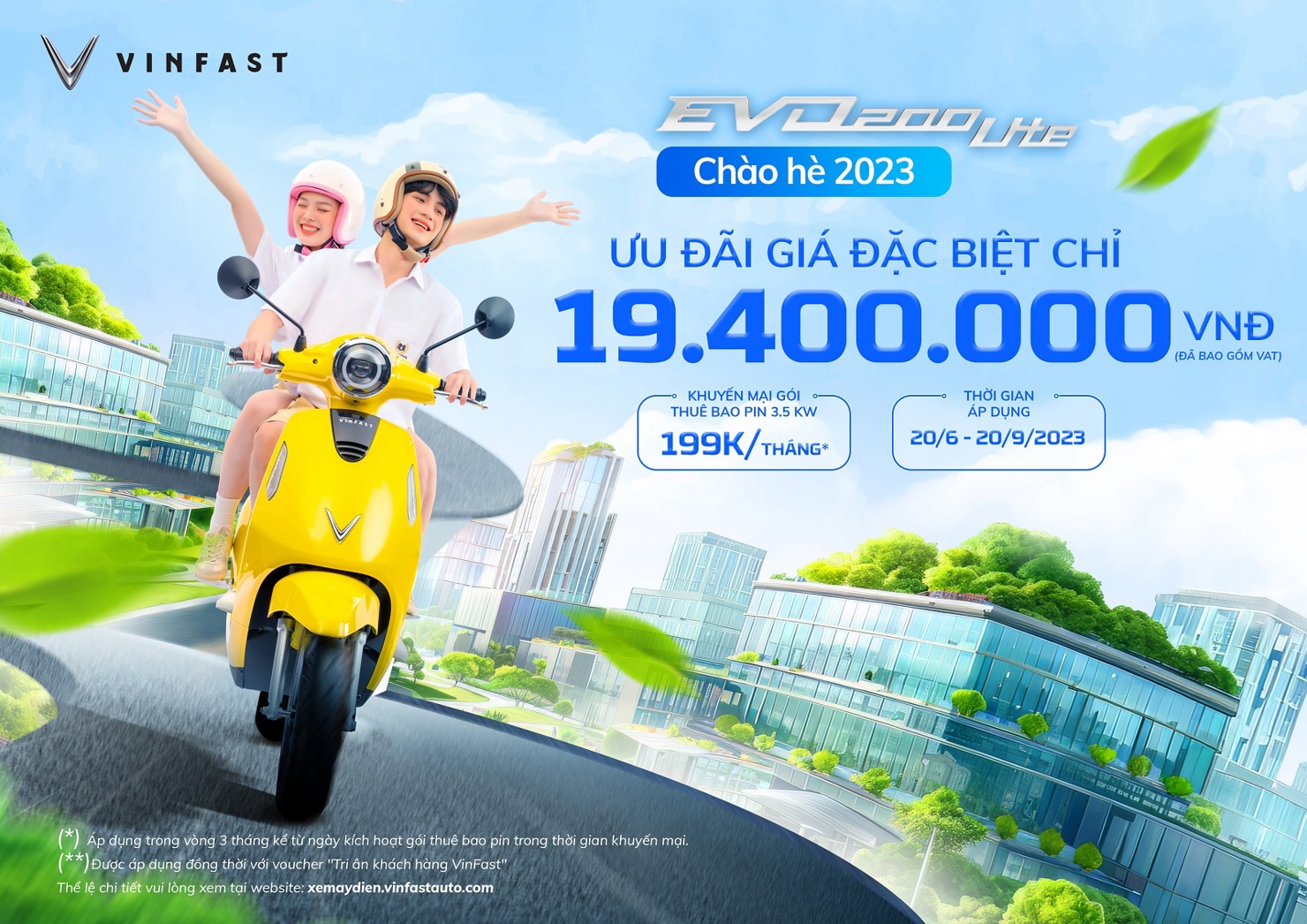 Vinfast ưu đ&atilde;i đặc biệt m&ugrave;a h&egrave; - Evo200 Lite về gi&aacute; 19,4 triệu đồng.Ảnh: Vinfast