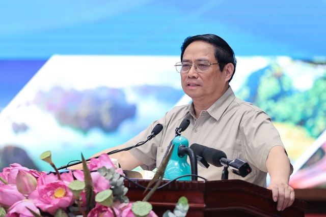 Thủ tướng Phạm Minh Ch&iacute;nh ph&aacute;t biểu tại&nbsp;Hội nghị lần thứ nhất của Hội đồng điều phối v&ugrave;ng Đồng bằng s&ocirc;ng Hồng.&nbsp;Ảnh: VGP/Nhật Bắc