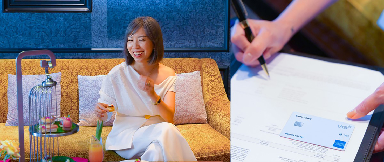 Hà Linh dùng thẻ Super Card để được hoàn đến 15% khi chi tiêu cho hạng mục ẩm thực. Ảnh: VIB