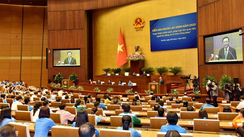 Quang cảnh Diễn đ&agrave;n Người lao động năm 2023.&nbsp;Ảnh: L&acirc;m Hiển