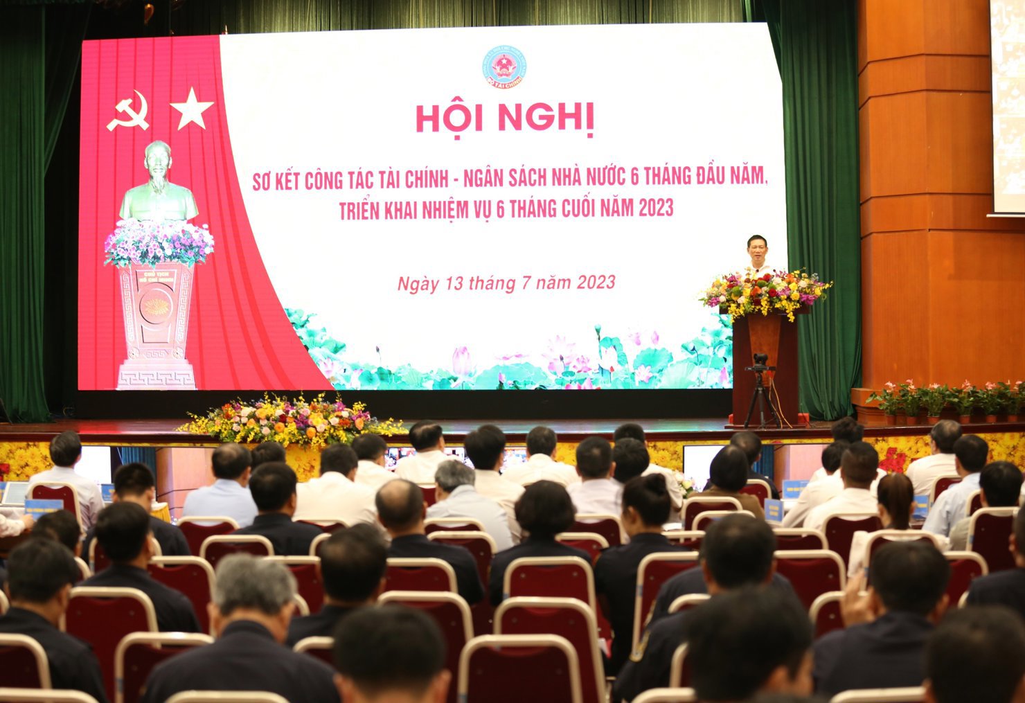 Quang cảnh Hội nghị sơ kết công tác tài chính – ngân sách nhà nước 6 tháng đầu năm, triển khai nhiệm vụ 6 tháng cuối năm 2023. 