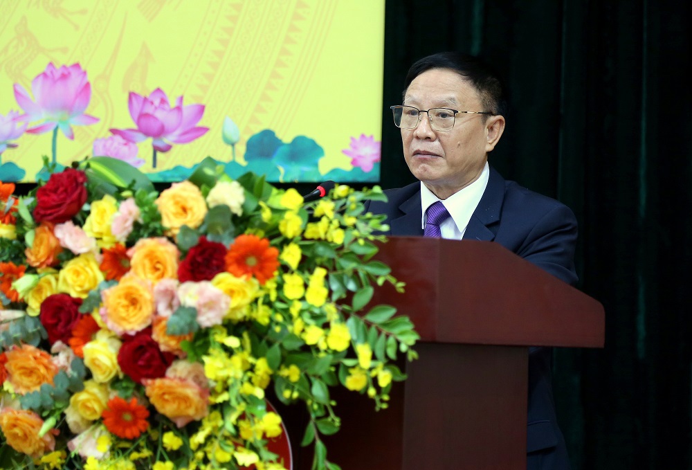 Ông Nguyễn Đình Hòa - Trưởng Ban Liên lạc cán bộ hưu trí Tổng cục DTNN phát biểu tại buổi gặp mặt.