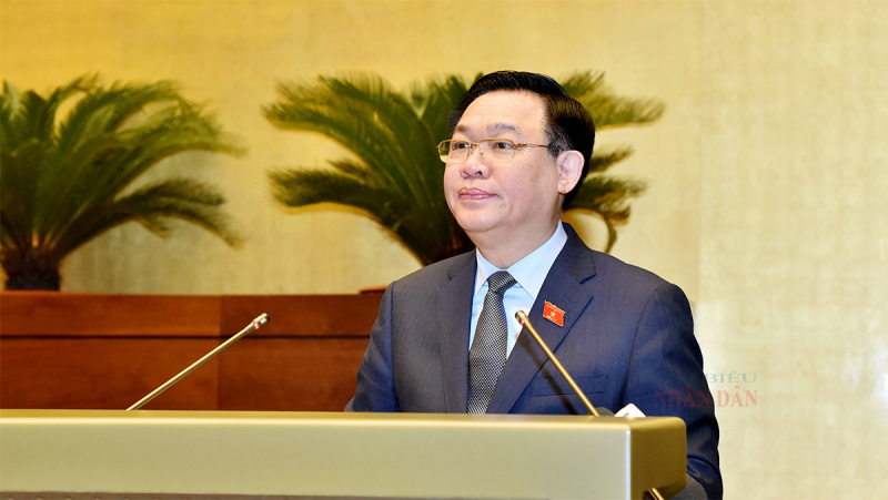 Chủ tịch Quốc hội Vương Đình Huệ phát biểu khai mạc hội nghị. Ảnh: Lâm Hiển 
