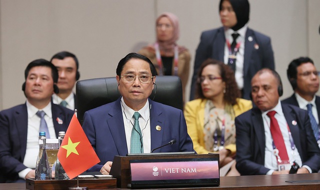 Thủ tướng Phạm Minh Ch&iacute;nh đề nghị đưa hợp t&aacute;c kinh tế trở th&agrave;nh trụ cột ch&iacute;nh, l&agrave; động lực th&uacute;c đẩy Đối t&aacute;c Chiến lược to&agrave;n diện ASEAN-Nhật Bản - Ảnh: VGP/Nhật Bắc.
