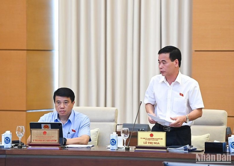 Phó Chủ nhiệm Ủy ban Tư pháp Nguyễn Mạnh Cường báo cáo tại phiên họp.