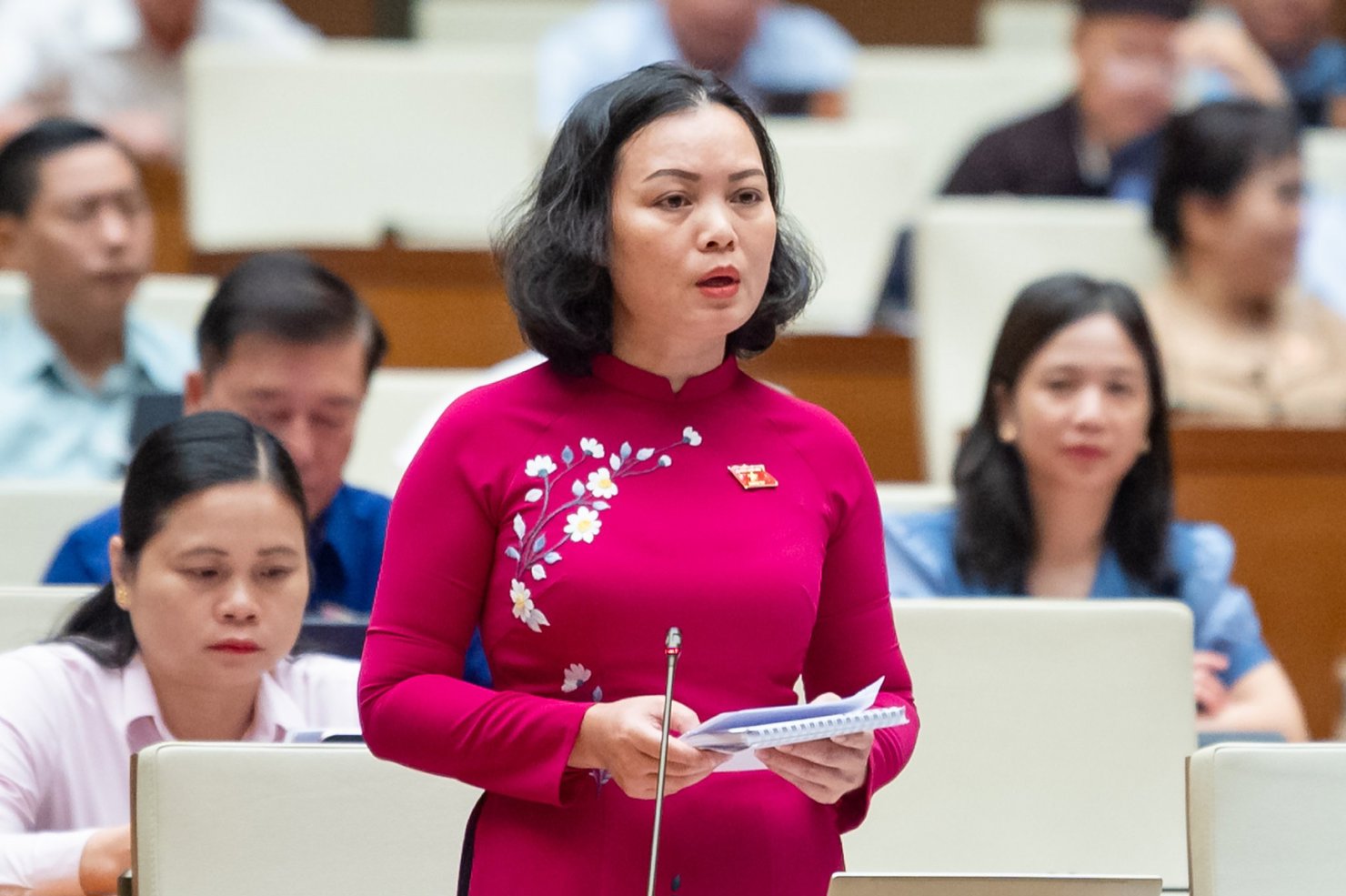 Đại biểu Huỳnh Thị Phúc - Đoàn Đại biểu Quốc hội tỉnh Bà Rịa - Vũng Tàu đề nghị cần xem xét quy định số tiền đặt cọc tối đa không quá 5%. 