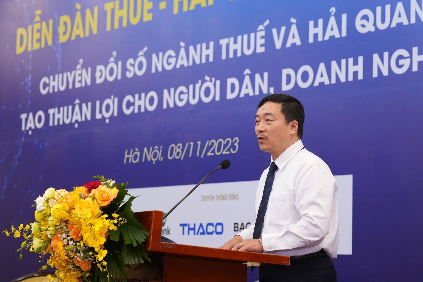 &Ocirc;ng L&ecirc; Đức Th&agrave;nh - Cục trưởng Cục C&ocirc;ng nghệ th&ocirc;ng tin v&agrave; thống k&ecirc; hải quan chia sẻ tại Diễn đ&agrave;n Thuế - Hải quan năm 2023 ng&agrave;y 8/11.