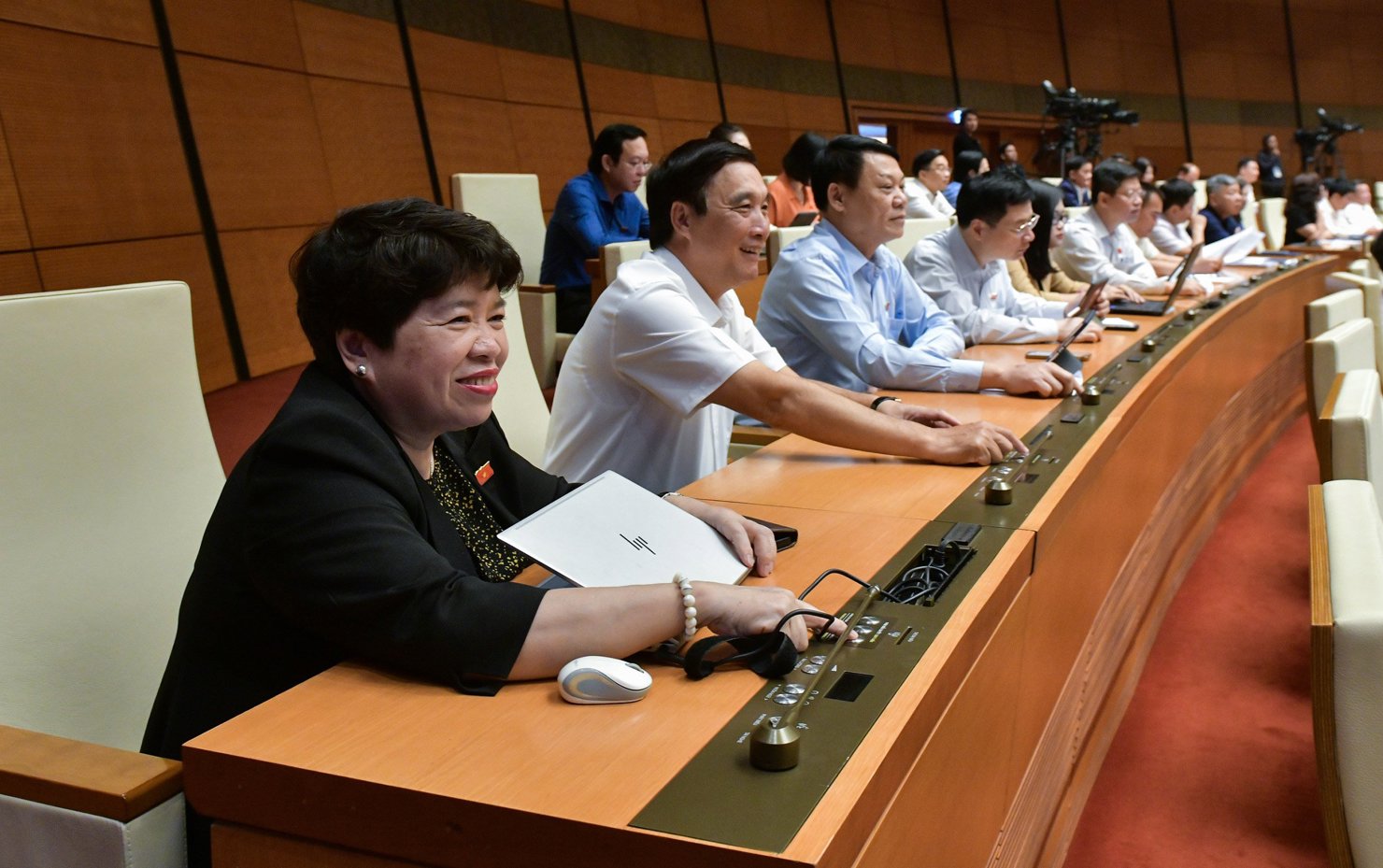 Các đại biểu nhấn nút biểu quyết. 
