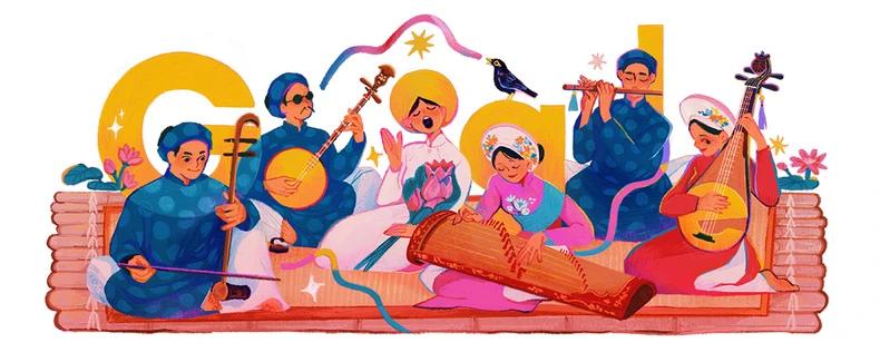 Hình ảnh đờn ca tài tử trên Google Doodle