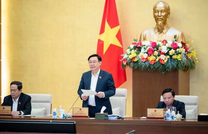 Chủ tịch Quốc hội Vương Đình Huệ phát biểu bế mạc phiên họp. Ảnh: Quốc hội.
