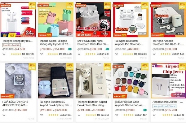 Nhiều shop đăng bán các sản phẩm có mức giá rẻ hơn giá niêm yết từ 3-4 lần kèm thêm thông tin như "giảm giá sốc", "thanh lý xả kho" để "hút" khách.