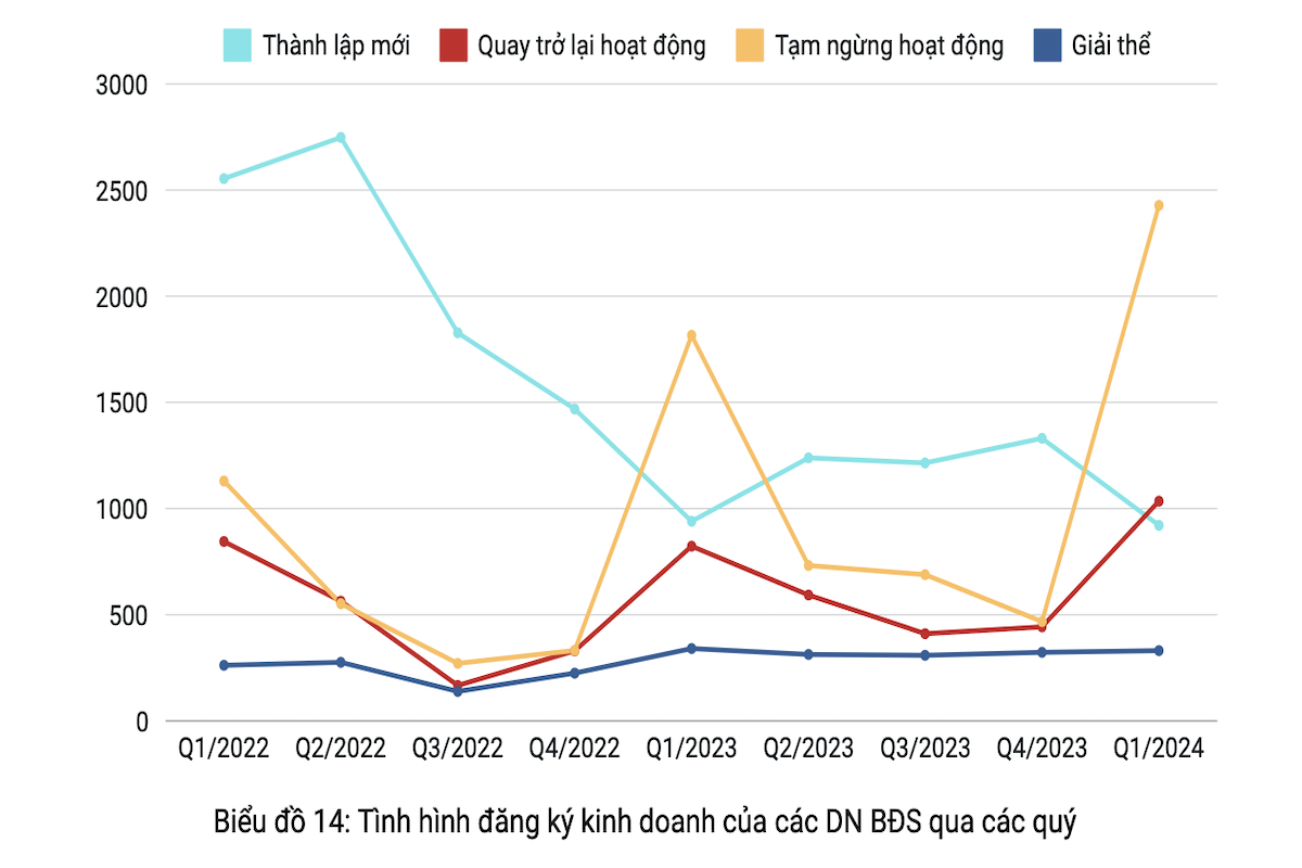 Thị trường ghi nhận 1.035 doanh nghiệp quay trở lại hoạt động, tăng 25,8% so với cùng kỳ năm 2023.