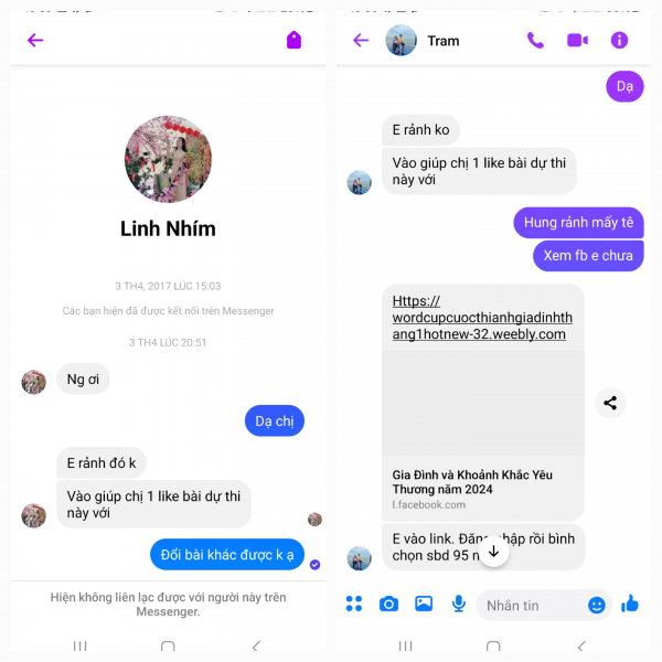 Hình thức nhờ like bài dự thi trên facebook, chỉ cần người dùng tò mò và nhấp vào đường link và nhập thông tin thì tài khoản facebook sẽ bị mất