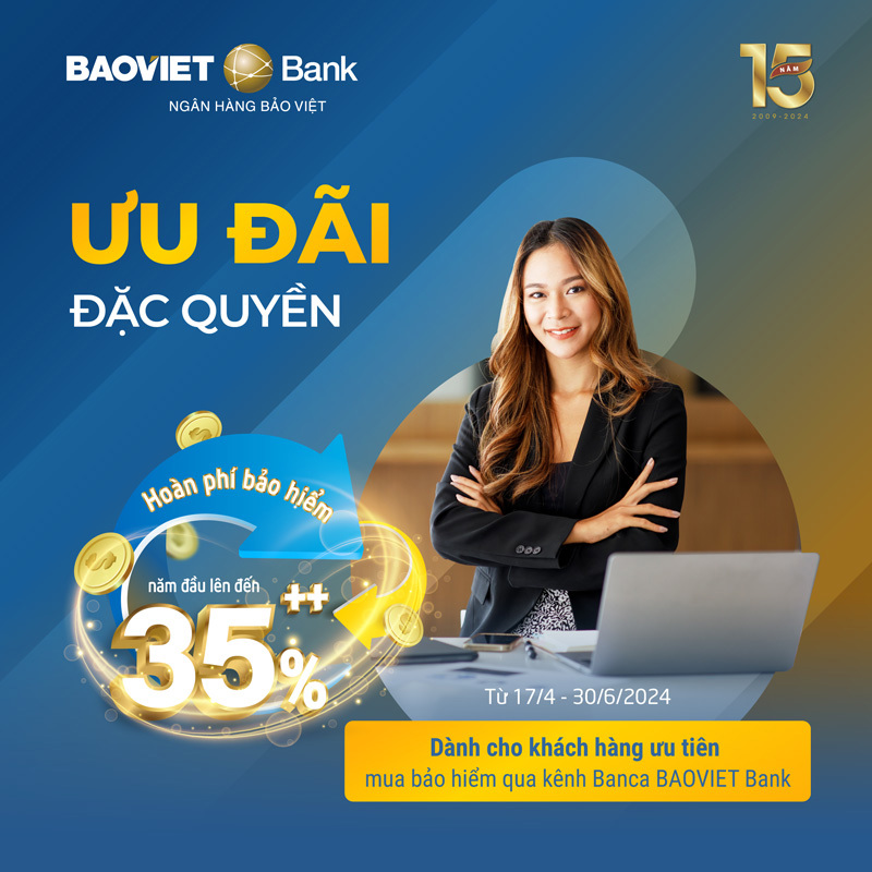BAOVIET Bank ưu đãi hoàn phí cho khách hàng đến 35%++ khi mua bảo hiểm - Ảnh 1