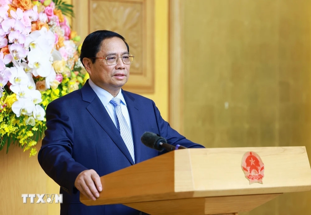 Thủ tướng Phạm Minh Chính phát biểu tại tọa đàm. Ảnh: Dương Giang - TTXVN.