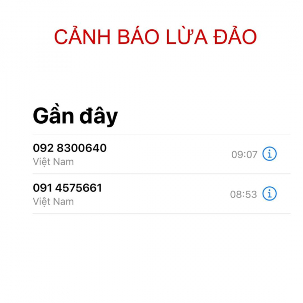 Số điện thoại của c&aacute;c đối tượng lừa đảo gọi cho chị V&acirc;n Anh.