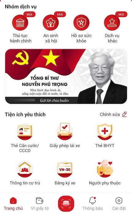  Người dân có thể gửi lời chia buồn, tri ân, chia sẻ ký ức về Tổng Bí thư Nguyễn Phú Trọng trên ứng dụng VNeID thông qua tính năng Sổ tang điện tử. Ảnh: Bộ Công an.
