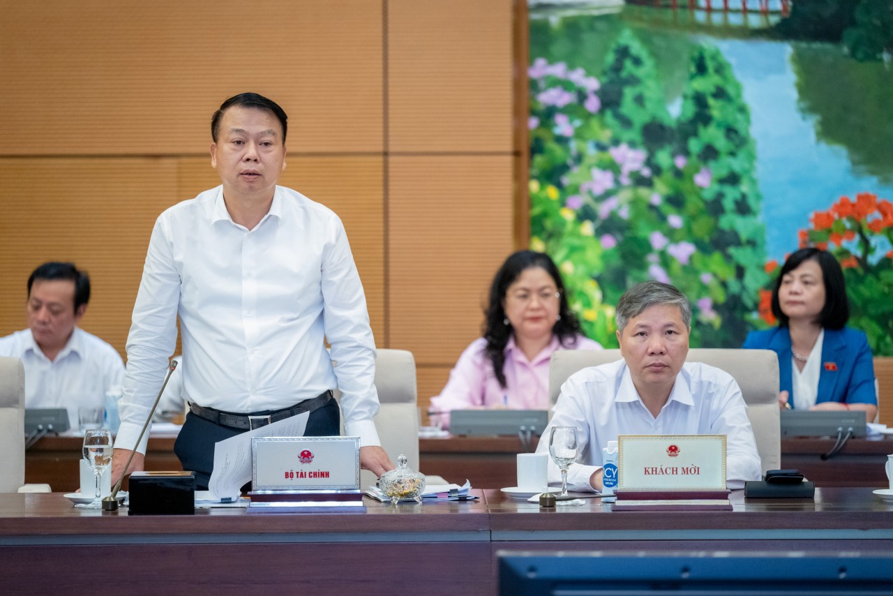 Thứ trưởng Bộ Tài chính Nguyễn Đức Chi phát biểu tại phiên họp.