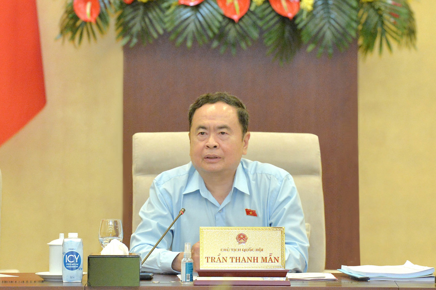 Chủ tịch Quốc hội Trần Thanh Mẫn phát biểu tại phiên họp. 