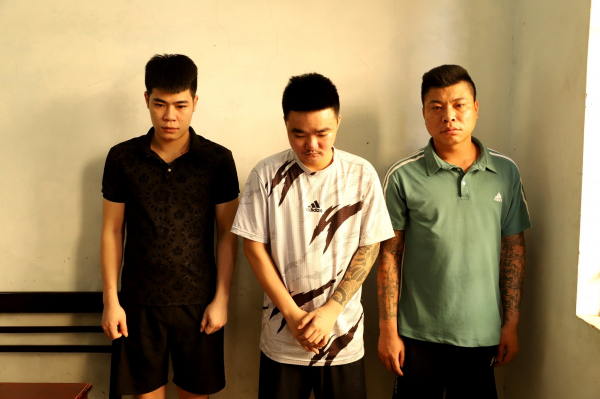 Các đối tượng tại cơ quan Công an. Ảnh: Công an Hà Tĩnh