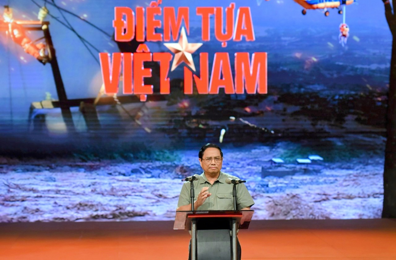 Thủ tướng Phạm Minh Chính chia sẻ về 6 điểm tựa Việt Nam. Ảnh: VGP/Nhật Bắc 