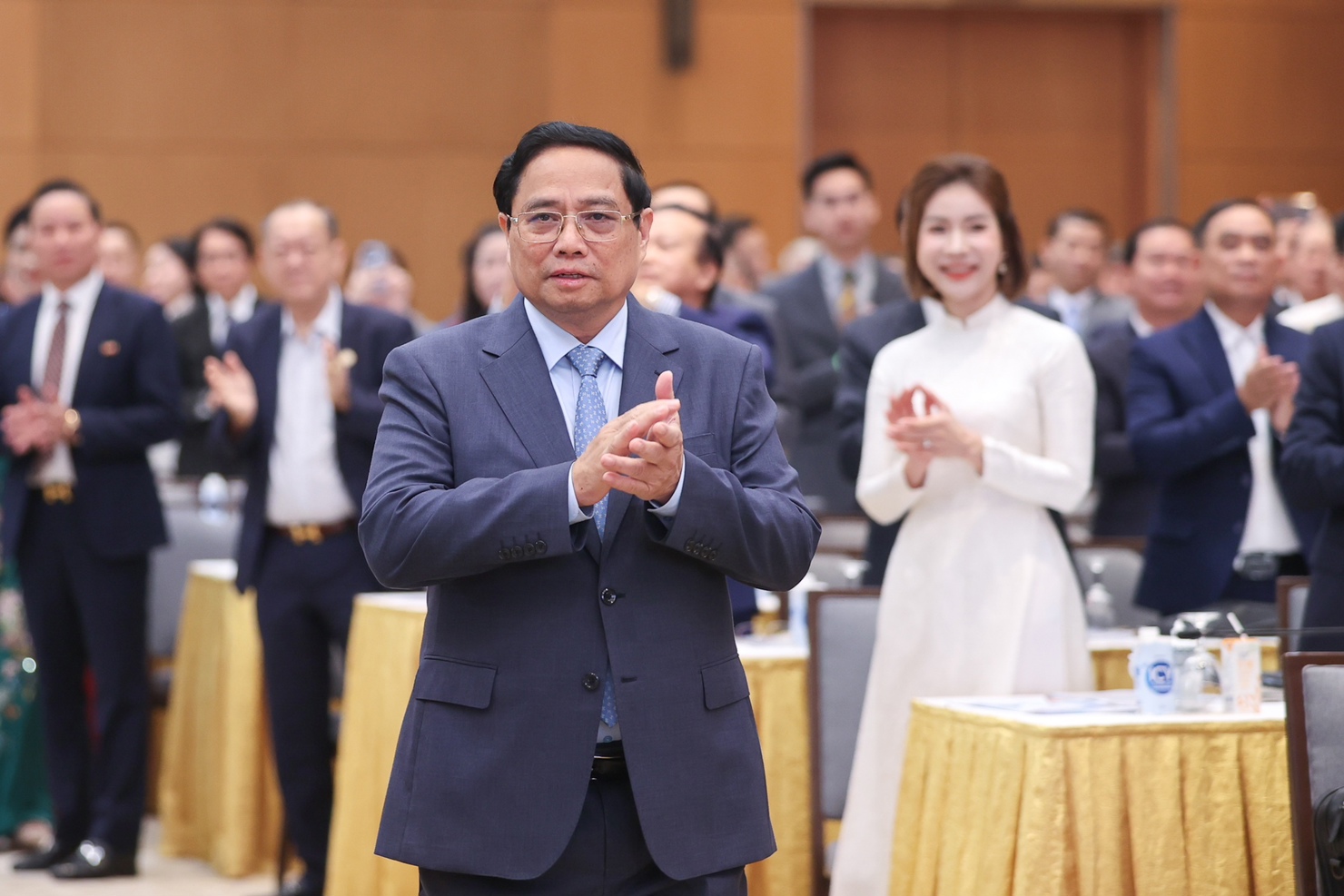 Thủ tướng Phạm Minh Chính tại buổi gặp mặt, biểu dương, tri ân các doanh nghiệp.
