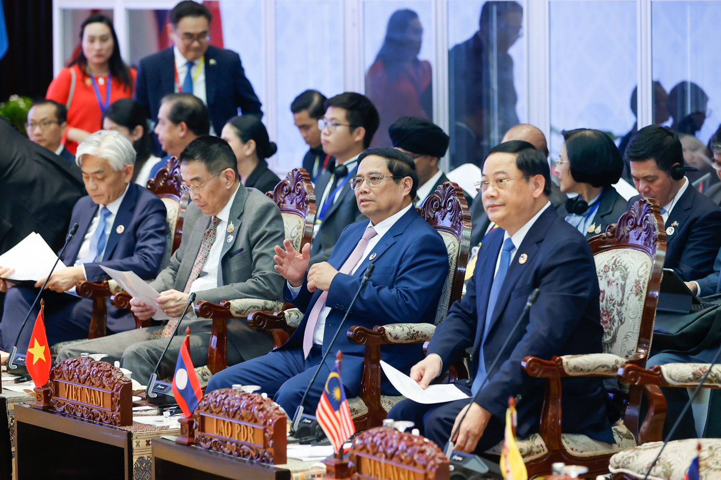 Tại phi&ecirc;n đối thoại với Hội đồng Tư vấn Kinh doanh ASEAN (ASEAN-BAC), Thủ tướng Ch&iacute;nh phủ hoan ngh&ecirc;nh chủ đề về "Kết nối thương mại số" trong năm 2025 của Chủ tịch ASEAN-BAC Malaysia. Ảnh: VGP/Nhật Bắc &nbsp;
