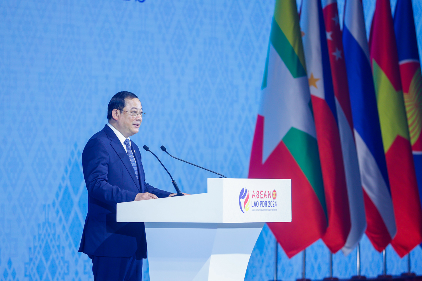 Thủ tướng Lào phát biểu bế mạc Hội nghị. Ảnh: VGP/Nhật Bắc