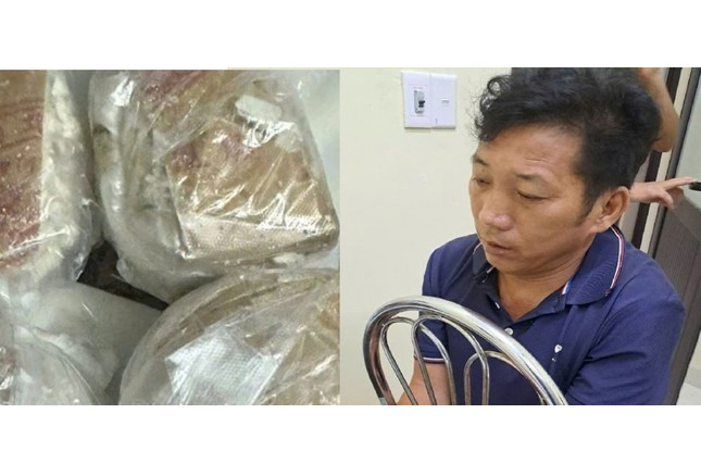 1 trong 3 đối tượng và tang vật của vụ án. Ảnh: Công an tỉnh Đắk Nông cung cấp
