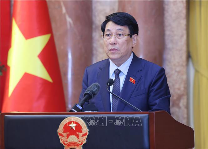 Chủ tịch nước Lương Cường phát biểu. 