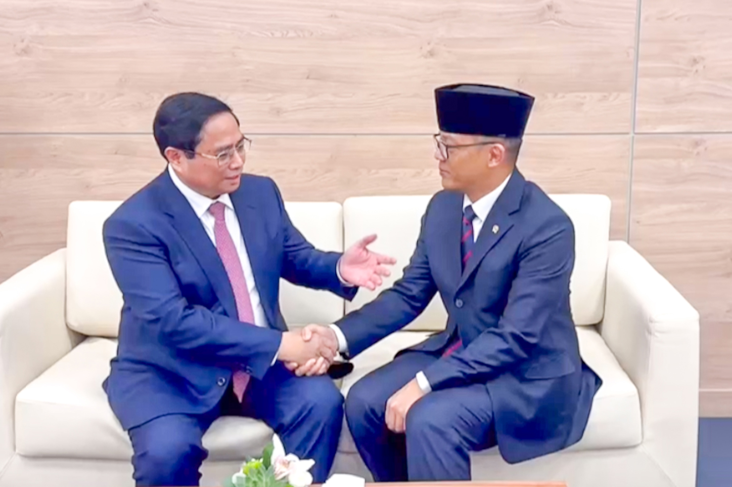 Thủ tướng Phạm Minh Chính gặp Bộ trưởng Ngoại giao Indonesia. Ảnh: VGP 