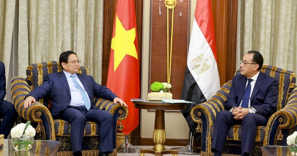 Thủ tướng Chính phủ Phạm Minh Chính hội kiến Thủ tướng Ai Cập Mostafa Madbouly. Ảnh: VGP/Nhật Bắc