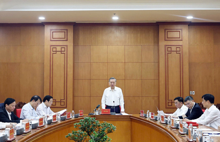 Tổng Bí thư Tô Lâm chủ trì Cuộc họp Thường trực Ban Chỉ đạo Trung ương về phòng, chống tham nhũng, lãng phí, tiêu cực. Ảnh: Thống Nhất