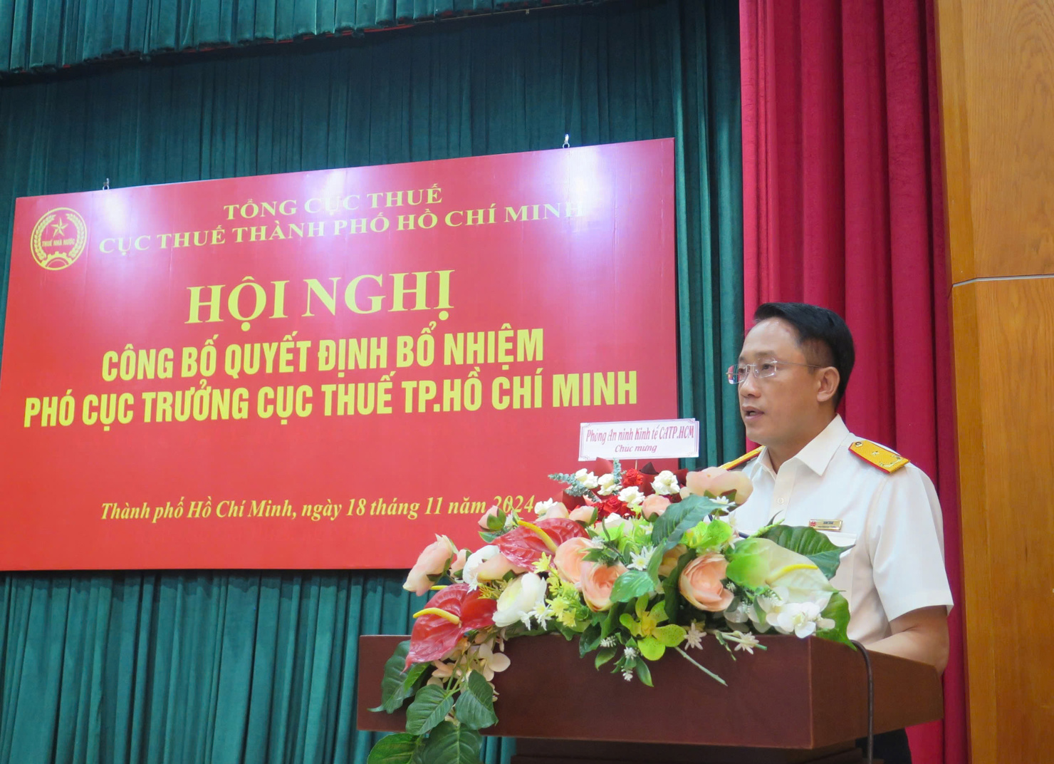 Phó Tổng cục trưởng Tổng cục Thuế Mai Sơn phát biểu tại Hội nghị. Ảnh: Thanh Sơn