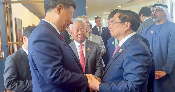 Thủ tướng Phạm Minh Chính gặp Tổng Bí thư, Chủ tịch Trung Quốc Tập Cận Bình - Ảnh: VGP/Nhật Bắc