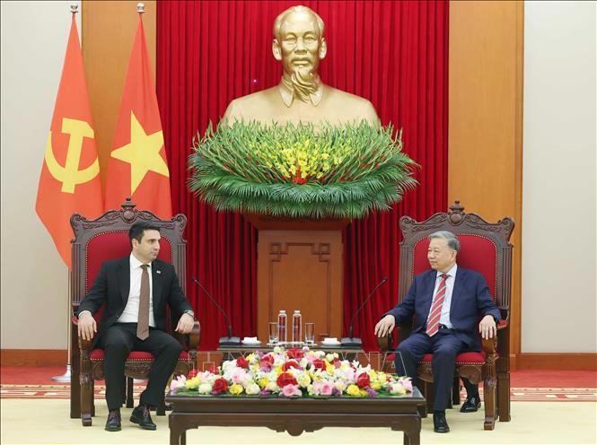 Tổng Bí thư Tô Lâm đánh giá cao kết quả tốt đẹp cuộc hội đàm giữa Chủ tịch Quốc hội Việt Nam và Chủ tịch Quốc hội Armenia Alen Simonyan - Ảnh: TTXVN 