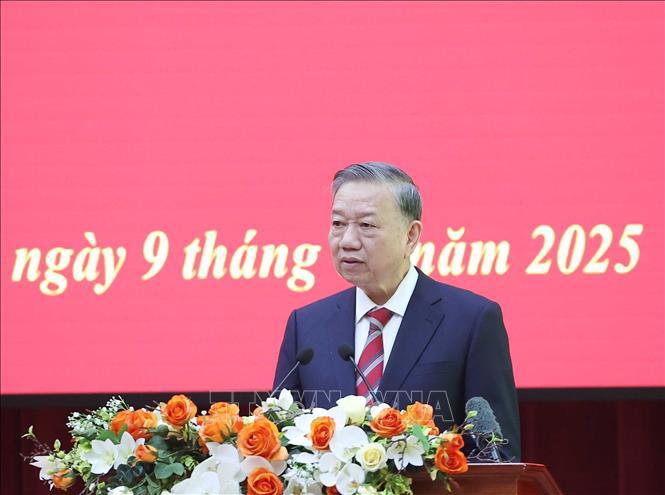 Tổng Bí thư Tô Lâm phát biểu tại cuộc gặp mặt. Ảnh: TTXVN