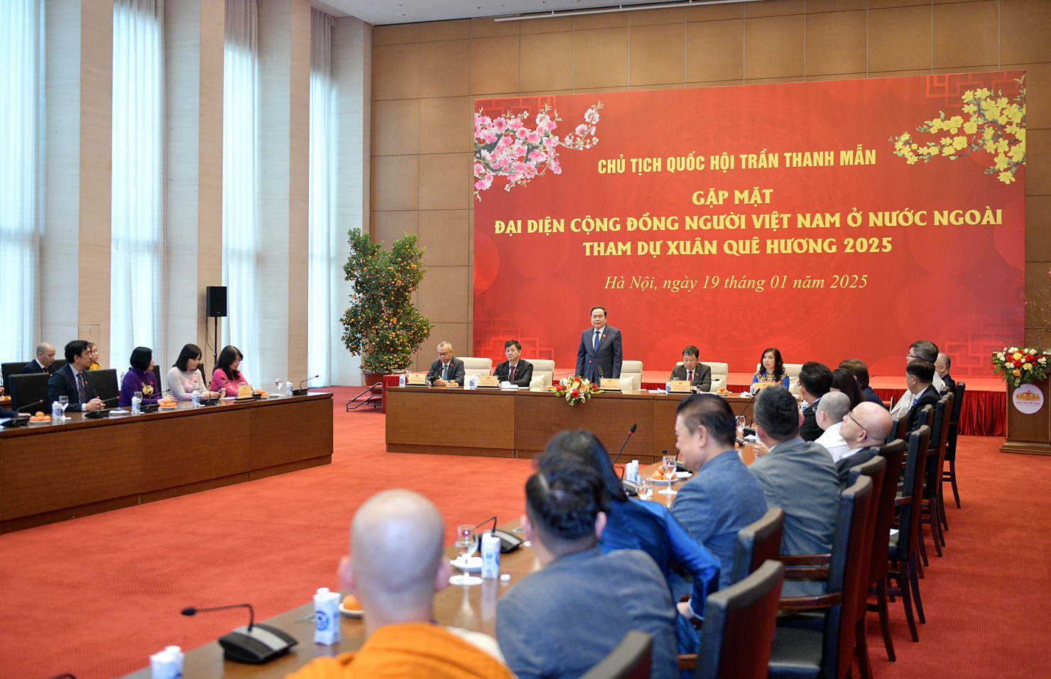 Chủ tịch Quốc hội Trần Thanh Mẫn phát biểu tại cuộc gặp mặt.