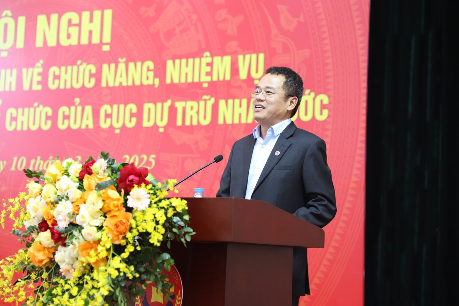 Cục trưởng Cục Dự trữ Nh&agrave; nước B&ugrave;i Tuấn Minh ph&aacute;t biểu tại Hội nghị.